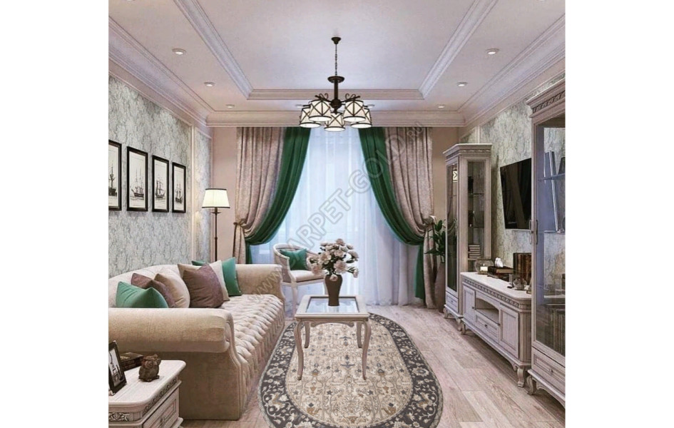 Ковер российский D741 BEIGE овальный - коллекция SERENITY